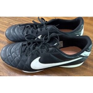 Nike Men Tiempo Mystic V FG Leather Black Orange Soccer Cleat Size 13
